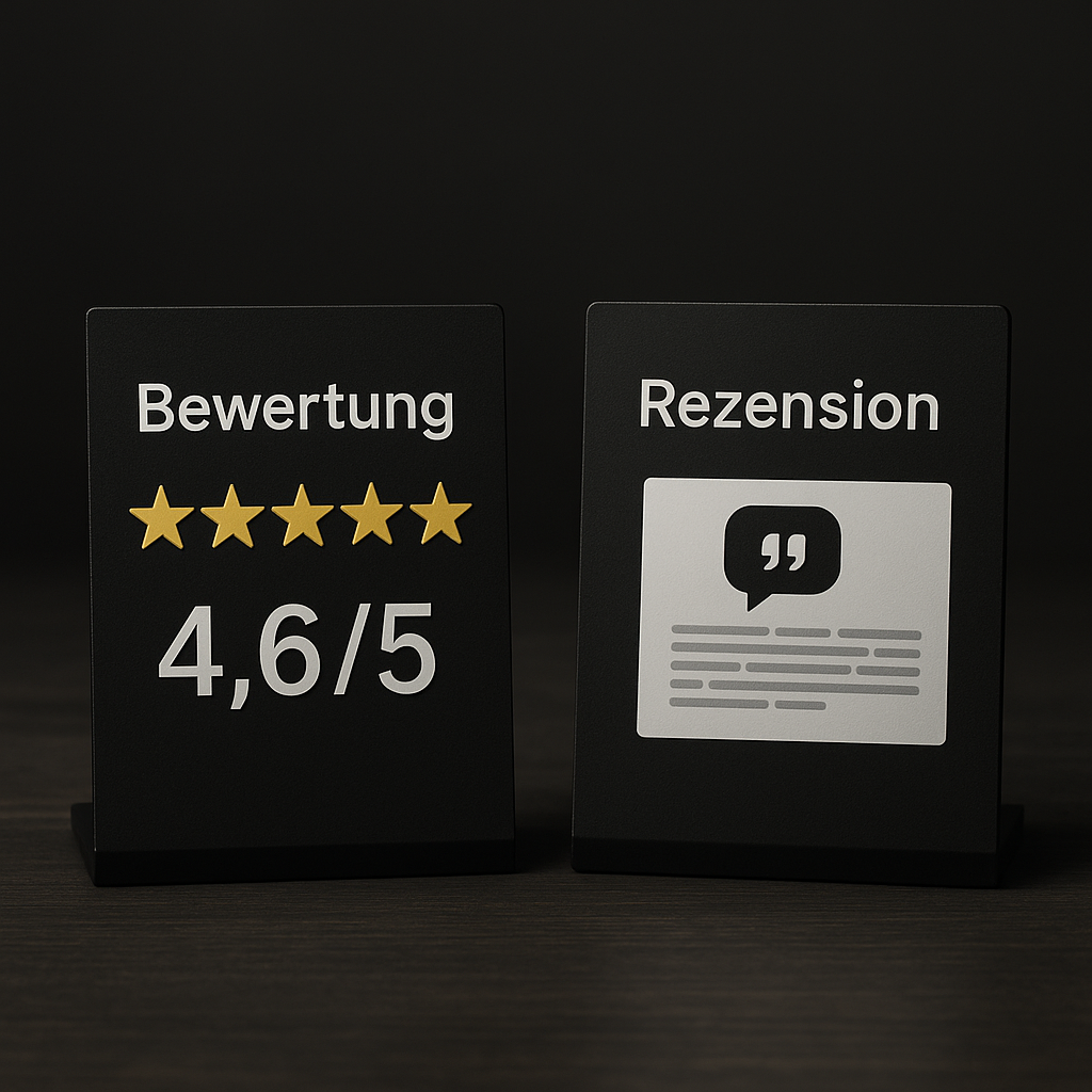 Was ist der Unterschied zwischen einer Bewertung und einer Rezension?