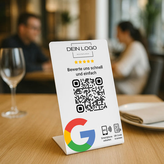Google Bewertung Aufsteller QR Code NFC mit Logo