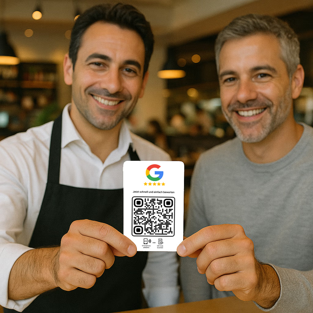 Google Bewertung Karte QR Code NFC