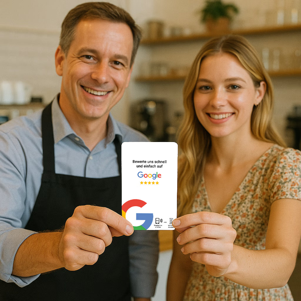 Google Bewertung Karte QR Code NFC
