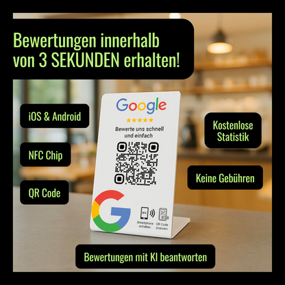 Google Bewertungs-Aufsteller QR Code NFC Klassisch