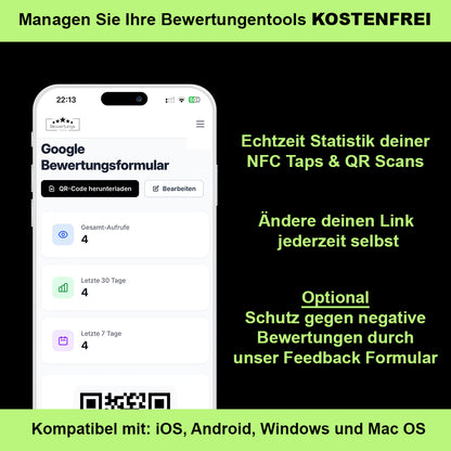 Google Bewertungs-Aufsteller QR Code NFC Klassisch