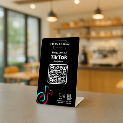TikTok Bewertung Aufsteller QR Code NFC mit Logo
