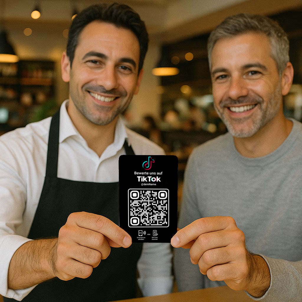 TikTok Bewertung Karte QR Code NFC mit Logo