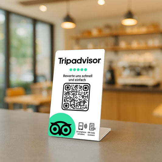 Tripadvisor Bewertung Aufsteller QR Code NFC