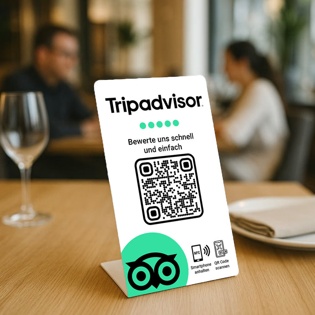 Tripadvisor Bewertung Aufsteller QR Code NFC