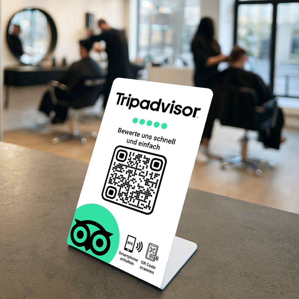 Tripadvisor Bewertung Aufsteller QR Code NFC