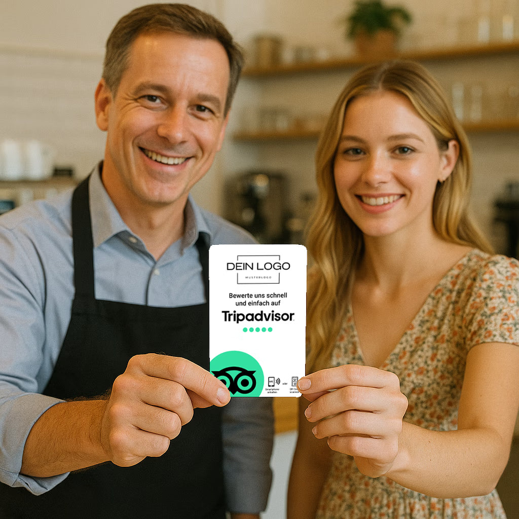 Tripadvisor Bewertung Karte QR Code NFC mit Logo